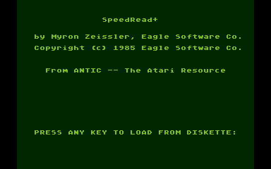 SpeedRead+ atari screenshot