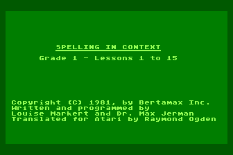 Spelling in Context - Level 1 atari screenshot