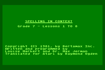 Spelling in Context - Level 7 atari screenshot