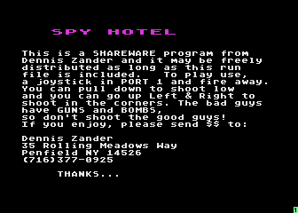 Spy Hotel atari screenshot