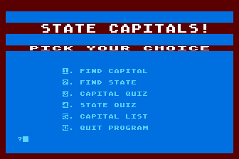 State Capitals! atari screenshot