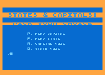 States and Capitals! atari screenshot