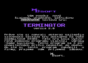 Terminátor atari screenshot