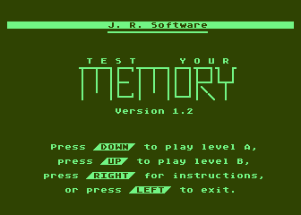 Test Your Memory atari screenshot