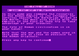 Fall of Rome (The) atari screenshot