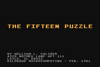 Fifteen Puzzle (The) atari screenshot