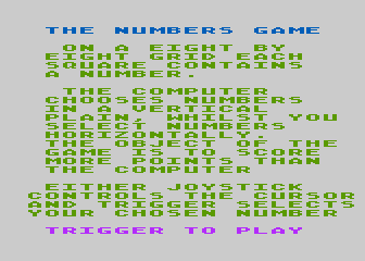 Numbers Game (The) atari screenshot