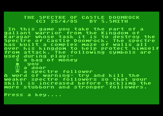 Spectre of Castle Doomrock (The) atari screenshot