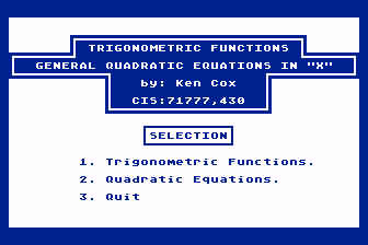 Trigonometric Functions / General Quadratic Equations in 