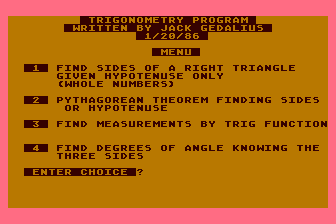 Trigonometry Program atari screenshot