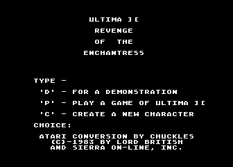 Ultima II atari screenshot