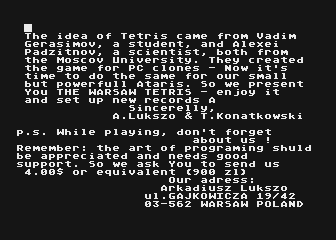 Warsaw Tetris (The) atari screenshot