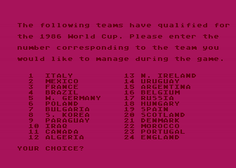 World Cup 1986 atari screenshot