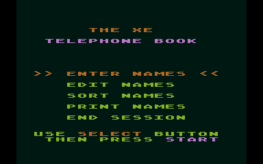 XE Telephone Book (The) atari screenshot