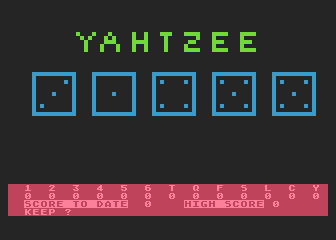 Yahtzee atari screenshot