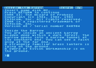 Zork II atari screenshot