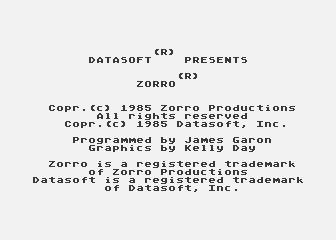 Zorro atari screenshot