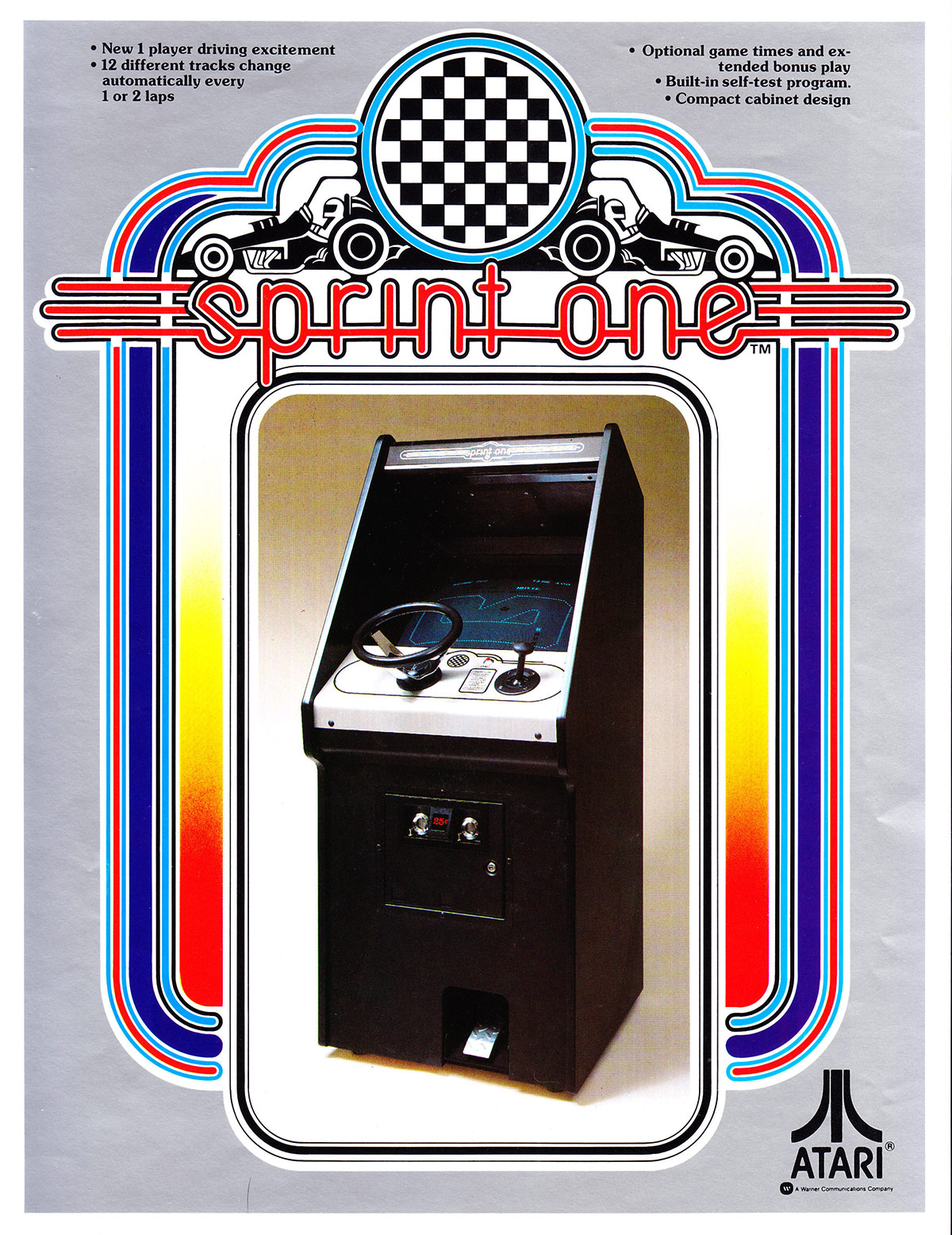 Atari SPRINT 4 Arcade Video Game flyer original 