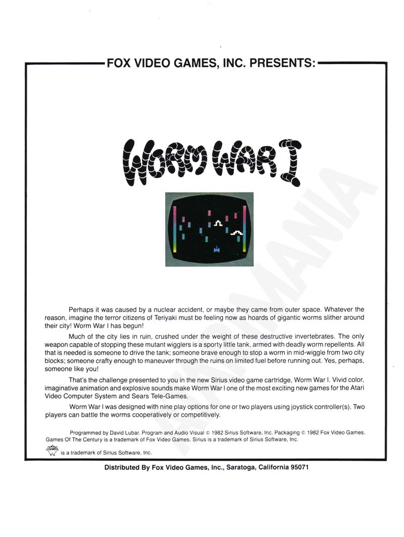 Worm War I, Atari Jogos online