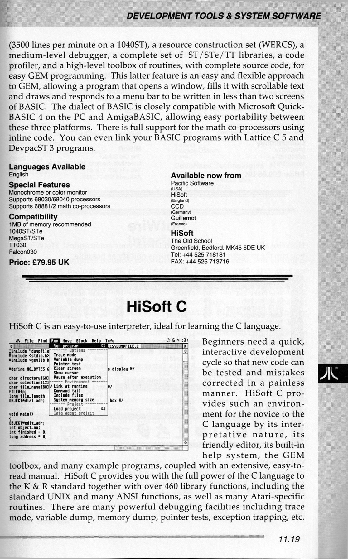 ATARI ST utente APRILE 1993 ~ hisoft C ~ non testato 