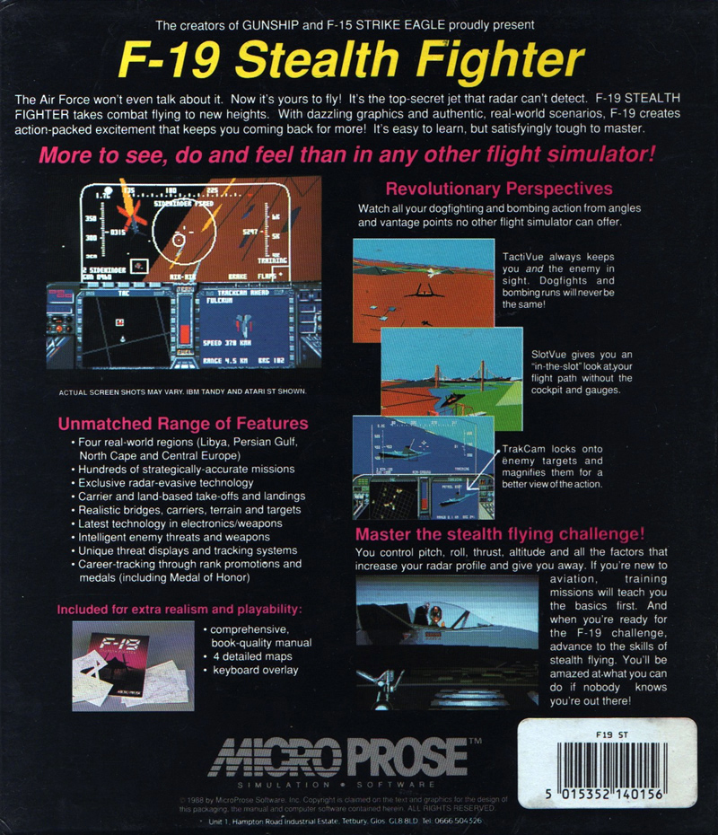 Atari ST F-19 Stealth Fighter : scans, dump, download ...