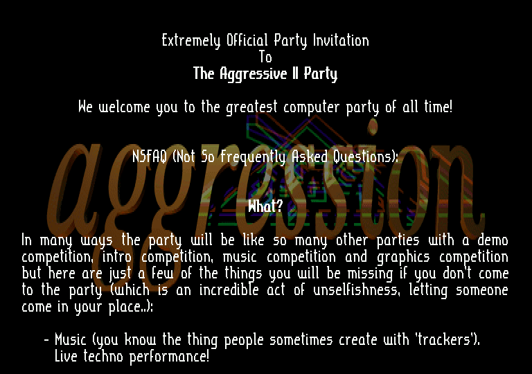 Aggressive Party II Invitation [Falcon030] atari screenshot
