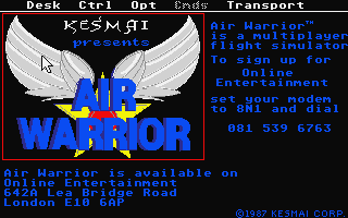 Air Warrior atari screenshot