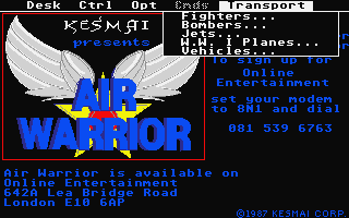 Air Warrior atari screenshot
