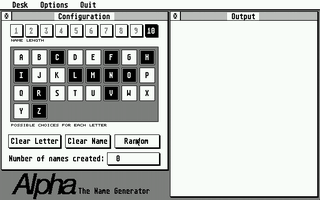 Alpha: The Name Generator atari screenshot