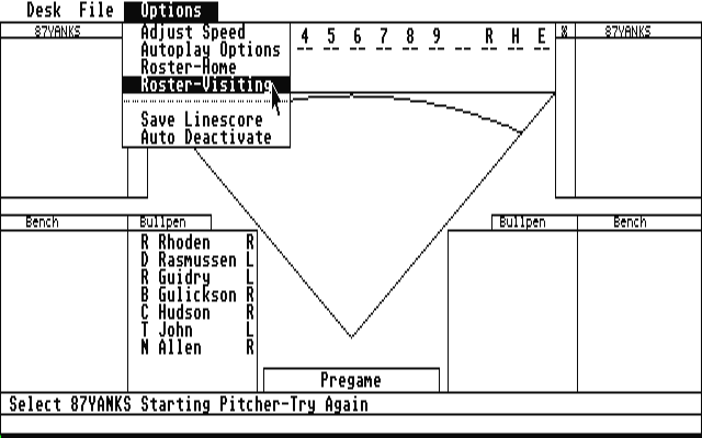 American Pastime Baseball Simulator atari screenshot
