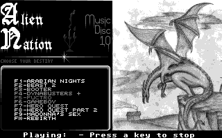 Alien Nation Music Disk 10 atari screenshot