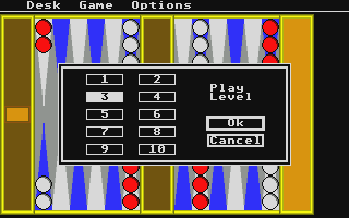 Backgammon atari screenshot