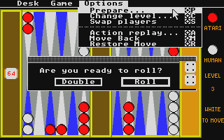 Backgammon atari screenshot