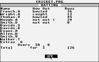 Championship Cricket atari screenshot