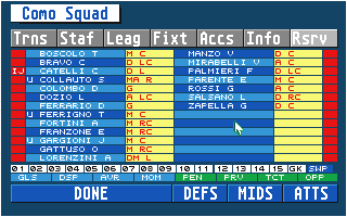 Championship Manager Italia '95 atari screenshot
