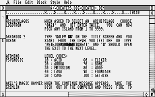 Cheaters Digest atari screenshot