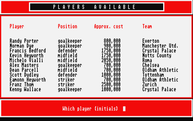 Division One '92 atari screenshot