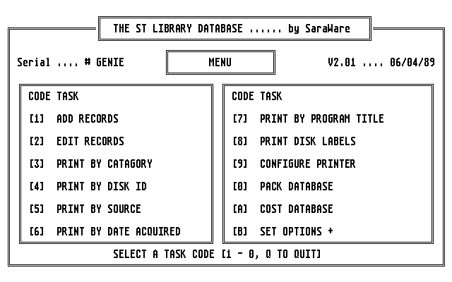 ST Library Database (The) atari screenshot