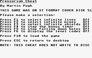 Game Cheats atari screenshot