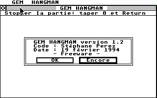 Gem Hangman atari screenshot
