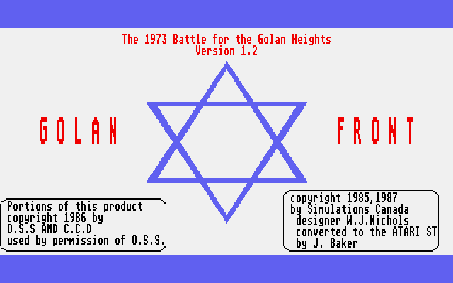 Golan Front - The 1973 Arab / Israeli War in the North atari screenshot