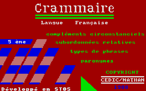 Grammaire Langue Française 5e atari screenshot