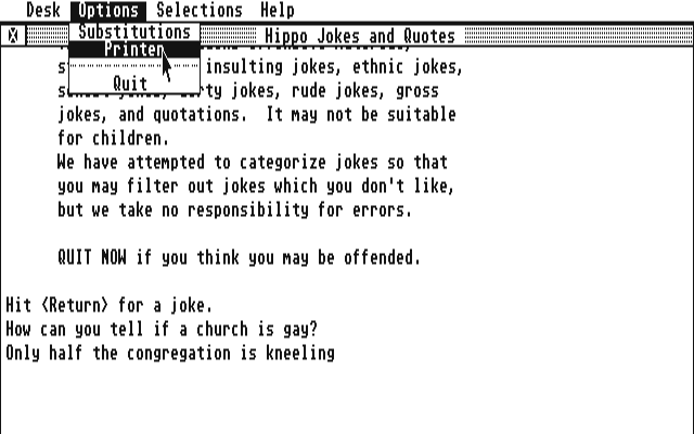 Hippo's Outrageous Jokes & Quotes atari screenshot