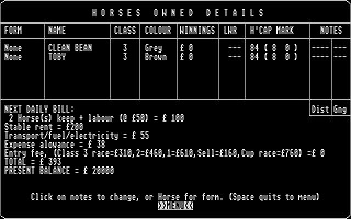 Horse Racing Simulator atari screenshot