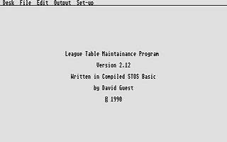 League Table Maintainance Program atari screenshot