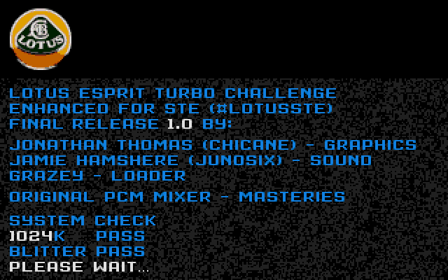Lotus Esprit Turbo Challenge STe atari screenshot