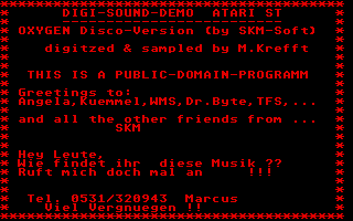Oxygen Disco Version (SKM) atari screenshot