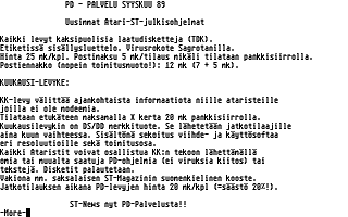 PD-Palvelu Kuukausilevyke 1989 / 09 atari screenshot