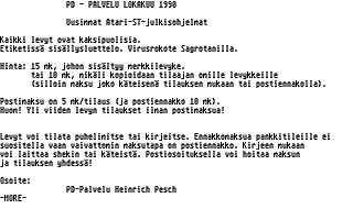 PD-Palvelu Kuukausilevyke 1990 / 11 atari screenshot