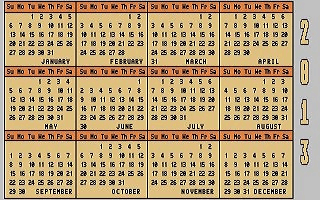 Perpetual Calendar atari screenshot